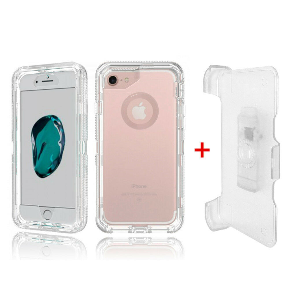 Premium Armor Heavy Duty Case with Clip for iPHONE 8 / 7 / 6S / 6 (Transparent Clear)